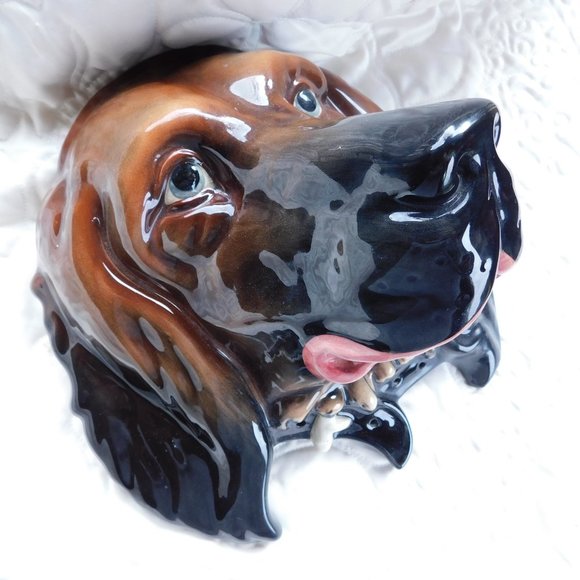 BIG Antique Vintage BESWICK Figural Dog Double String Holder Nose Dispenser RARE - Picture 4 of 7